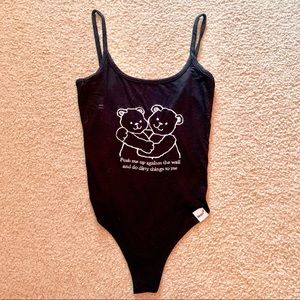 O-Mighty black teddy bear bodysuit